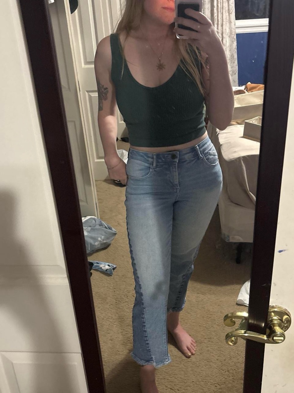 Democracy Two-Tone Light Blue Cropped Jeans